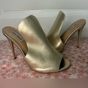 Steve Madden Gold Sinful Heeled Mules size 10